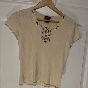 Cream Embroidered Women's Top vintage